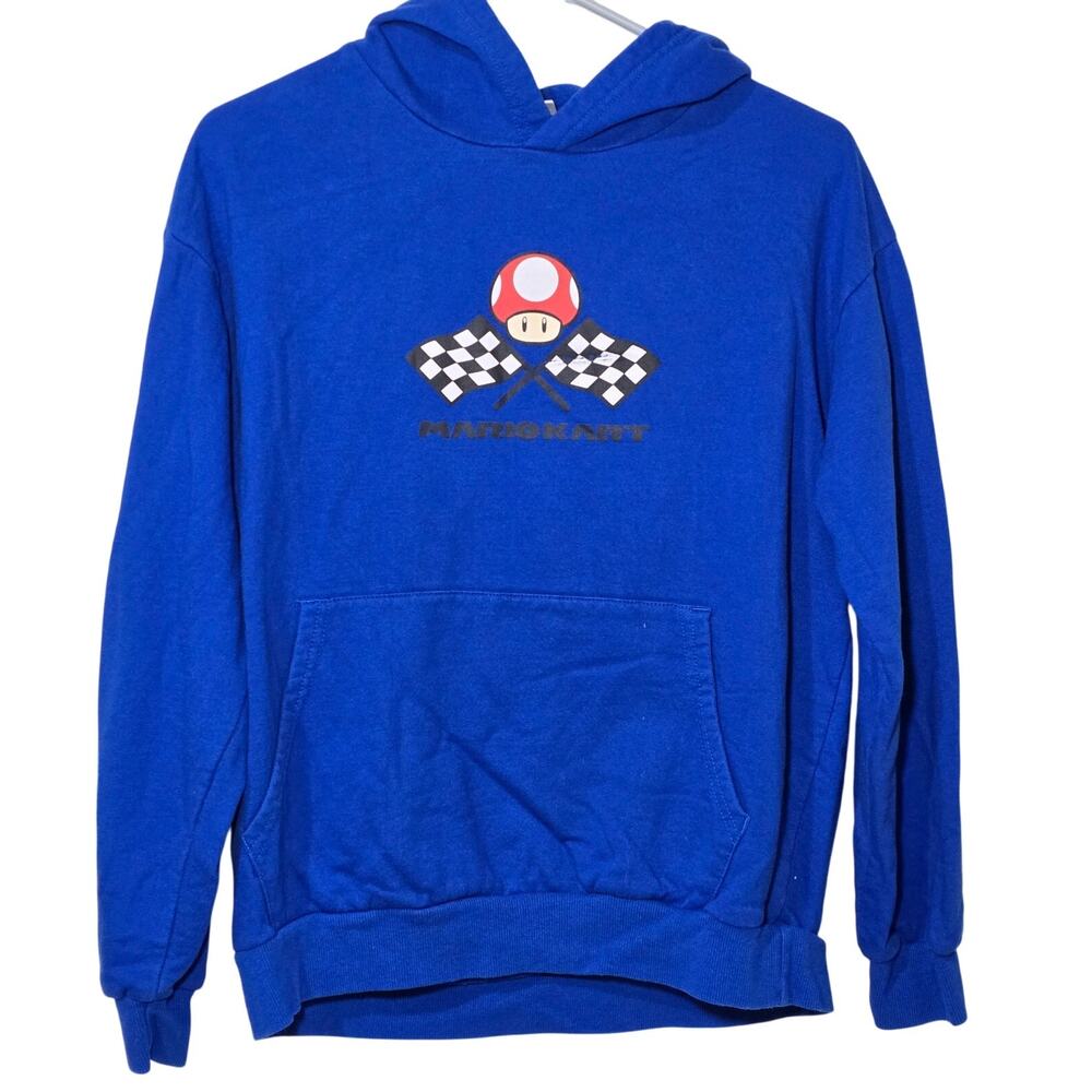Nintendo Mario Brothers Mario Cart Graphic Hoodie Blue Youth 18 Mens Small - Picture 2 of 7